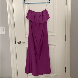 Purple strapless maxi dress